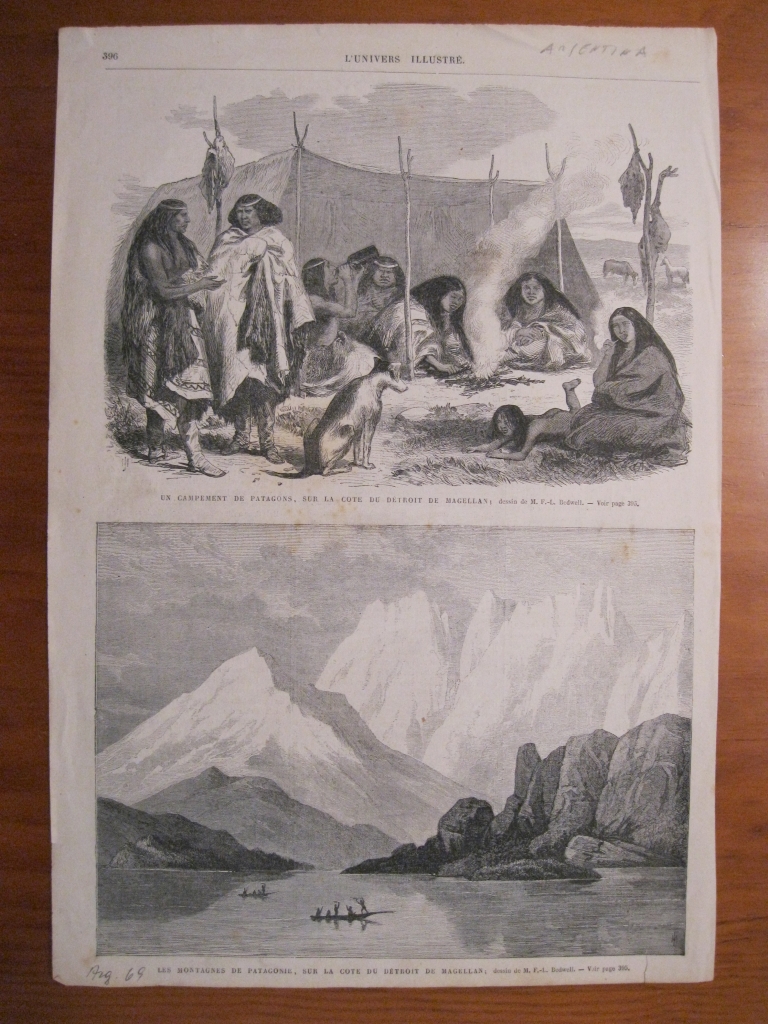 Campamento en la costa de Magallanes y montañas de La Patagonia, Argentina (1869). Bedwell